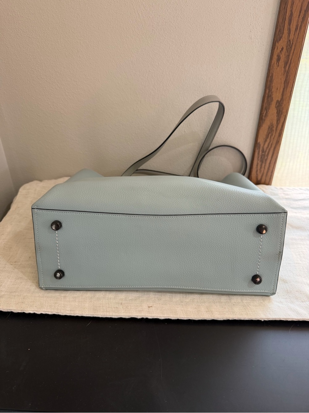 Coach Willow Aqua Blue Colorblock Leather Tote Bag - Picture 5 of 11